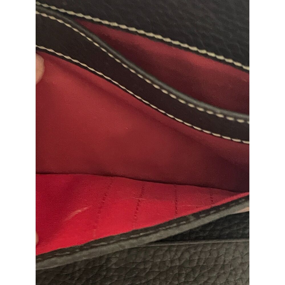 Dooney & Bourke Leather Tartan Plaid Long Logo Wallet Brown Multi ~Excellent - Picture 7 of 16